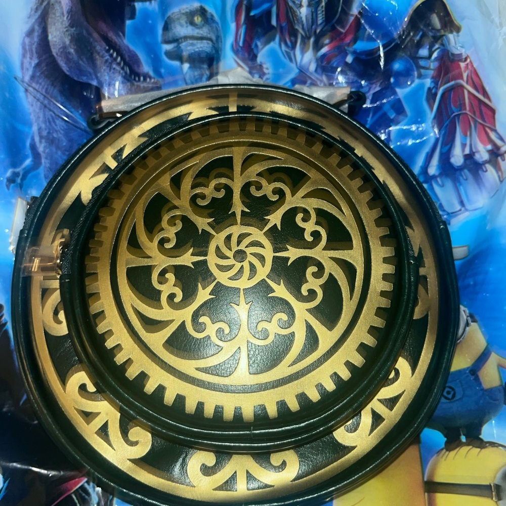 WICKED Gold & Black Decorative Round Crossbody Bag